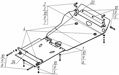 Защита стальная 3мм Д; ПДФ; КПП- Toyota Land Cruiser 150 V=4,0 MOTODOR.12516