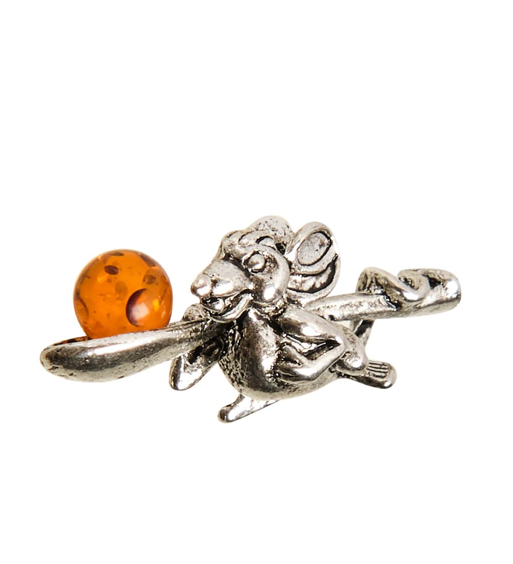 AM-3318 Фигурка кошельковая «Мышка с ложкой» (олово)