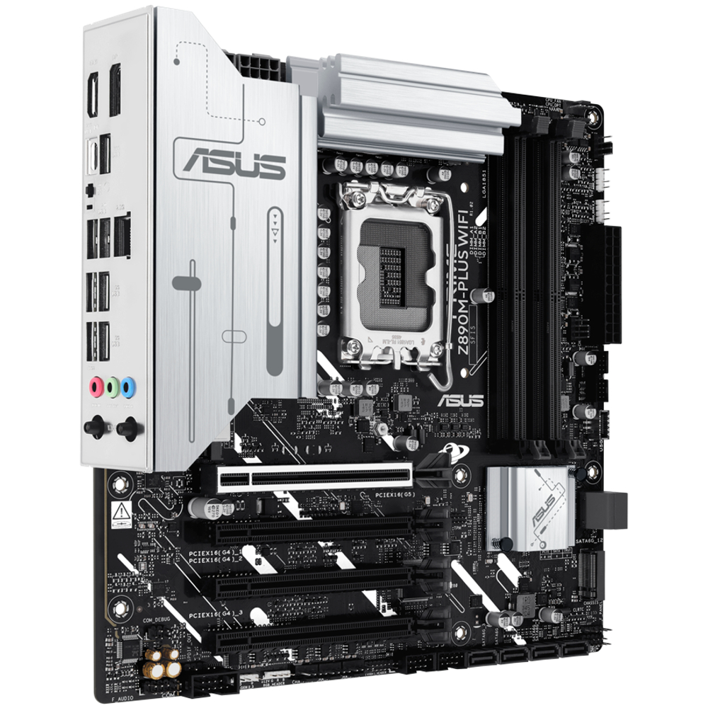 ASUS Main Board Desktop LGA1851 Intel Z890 Chipset 4 x DIMM slots, max. 256GB, DDR5 1 x DisplayPort 1 x HDMI 1 x Wi-Fi module 3 x M.2 slots 6 x SATA mATX Form Factor