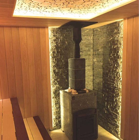 Печь банная &quot;Атмосфера L &quot; в облицовке &quot;Талькохлорит&quot;