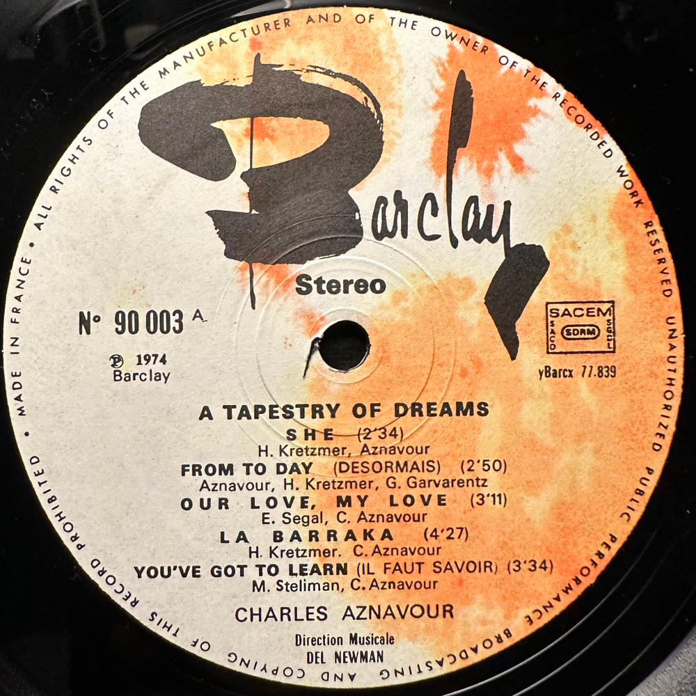 Charles Aznavour - A Tapestry Of Dreams (Франция 1974г.)