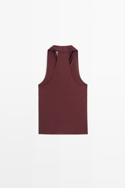 Massimo Dutti Топ из 100% хлопка со сборками, бургунди