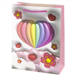 Пакет подарочный бумажный Alingar, (XL) 31х40х12 см, вертикальный, "Сердечки", мат. ламинация, эффект 3D, ассорти