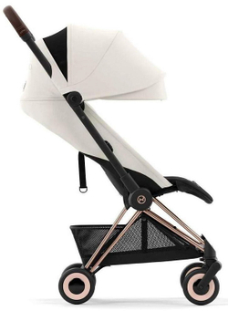 Коляска Cybex Coya Rosegold Frame Cloud G i-Size Moon Black Plus 2 в 1 Off White с дождевиком и бампером
