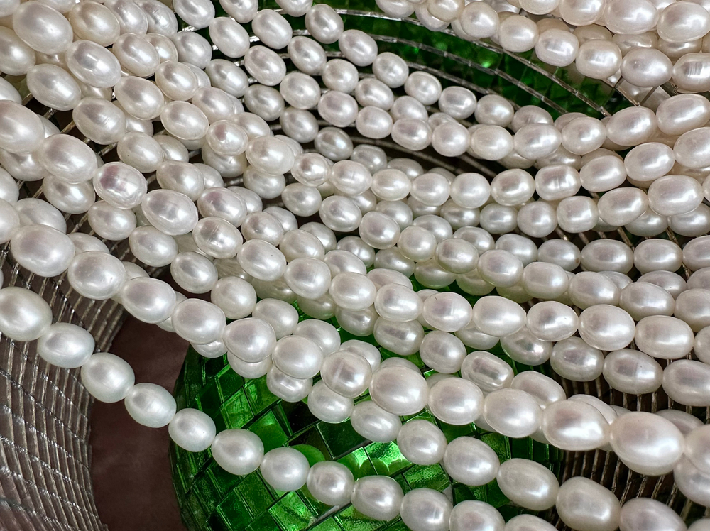 Жемчуг натуральный рис, 4,8-5,2мм, 4А