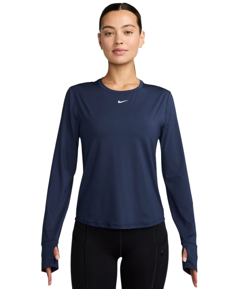 Женская теннисная футболка   Nike One Classic Dri-FIT Long Sleeve - midnight navy/white
