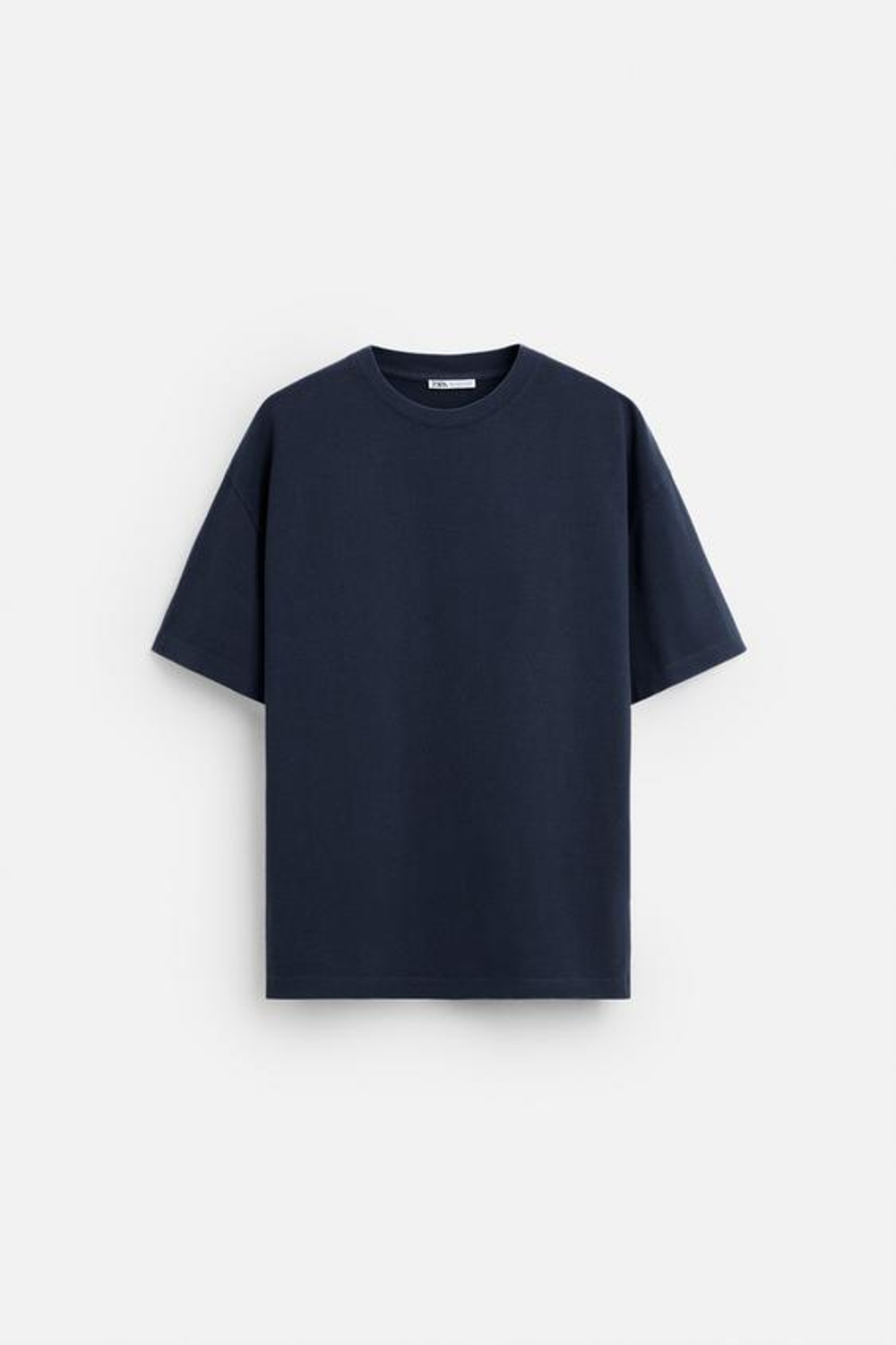 ZARA БАЗОВАЯ ФУТБОЛКА HEAVY WEIGHT, СИНИЙ