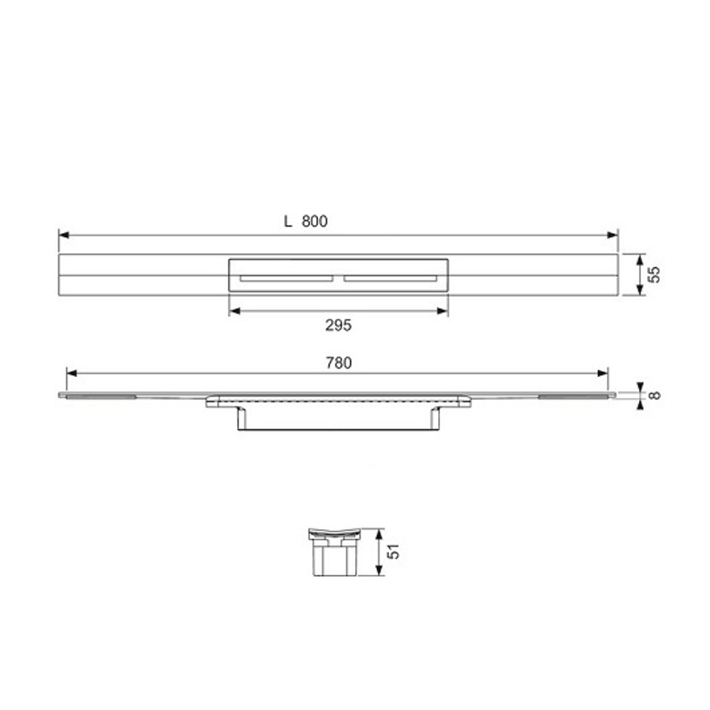 Профиль для душа TECEdrainprofile, 800 мм, PVD Brushed Black Chrome