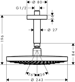 Верхний душ Hansgrohe Raindance Select S240 2jet белый/хром 26467400