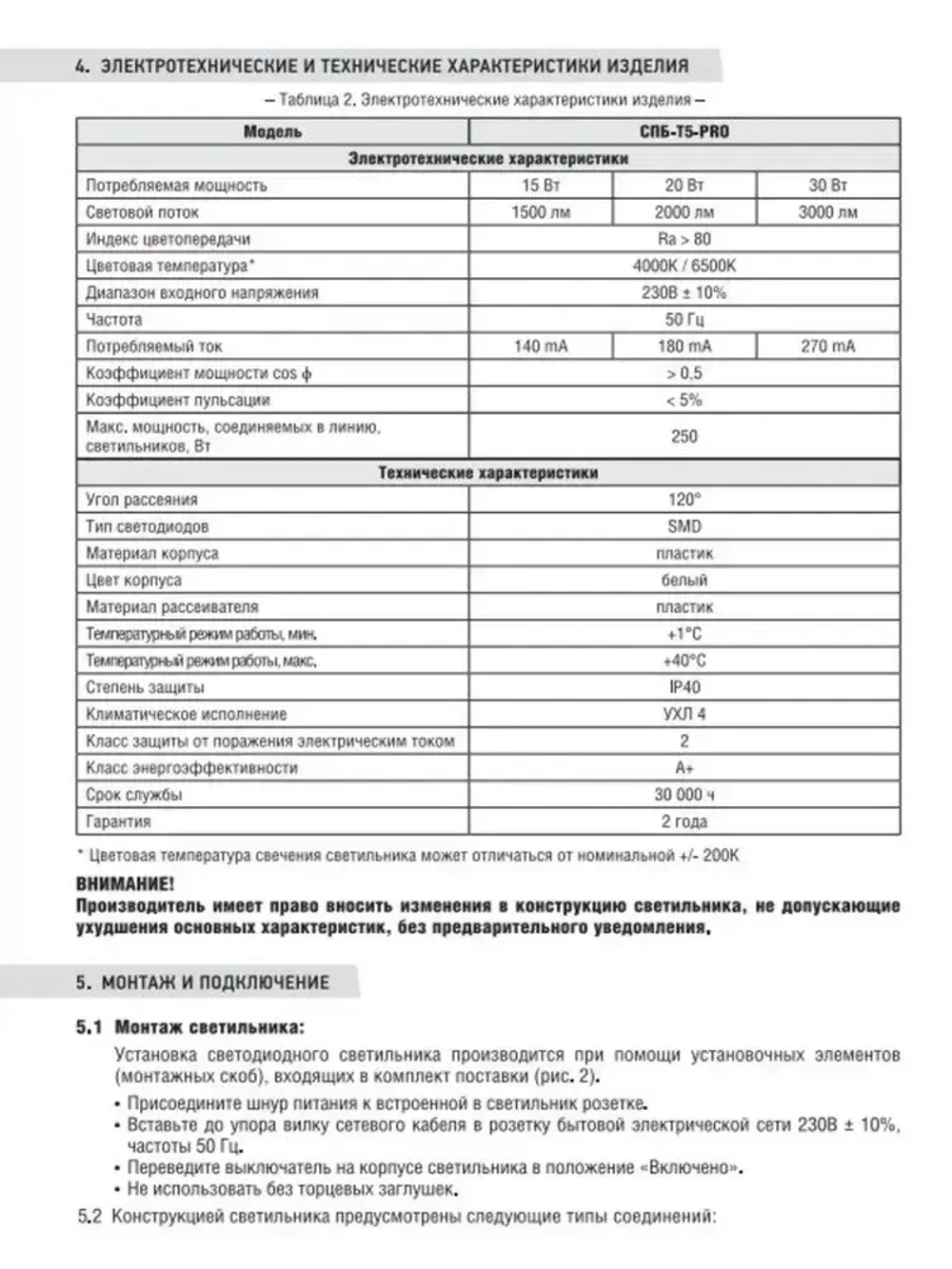 Светильник светодиодный линейный СПБ-Т5-PRO 30Вт 230B 6500К 3000Лм 1200мм