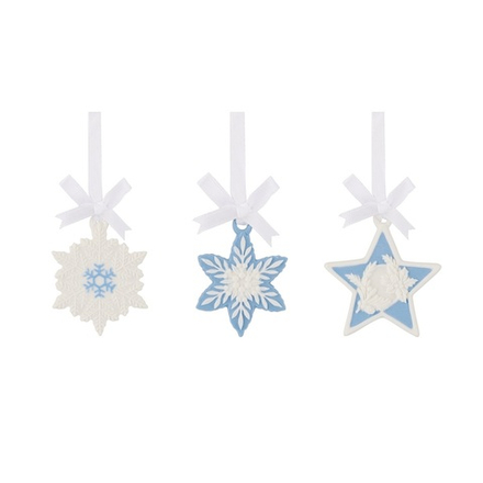 Wedgwood - Набор из 3-х подвесок &quot;Ёлочные украшения&quot; снежинки 4,5 см. / артикул   1055767  / GTIN 701587437776