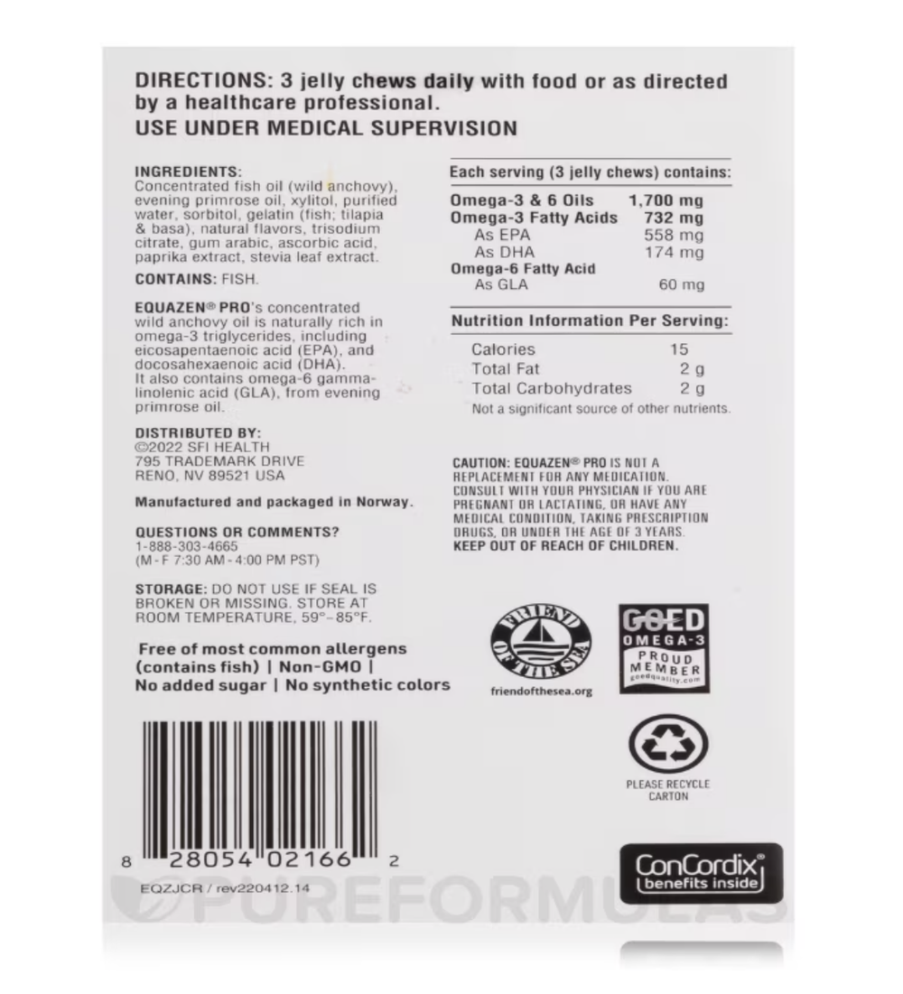 Klaire Labs - Equazen Pro ADHD Support, Natural Fruit Flavor - 45 Jelly Chews