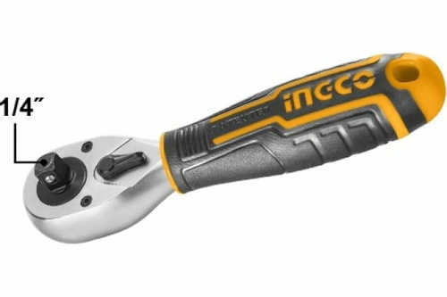 Трещоточный короткий ключ INGCO INDUSTRIAL 1/4"+ 3/8" HRTH081438
