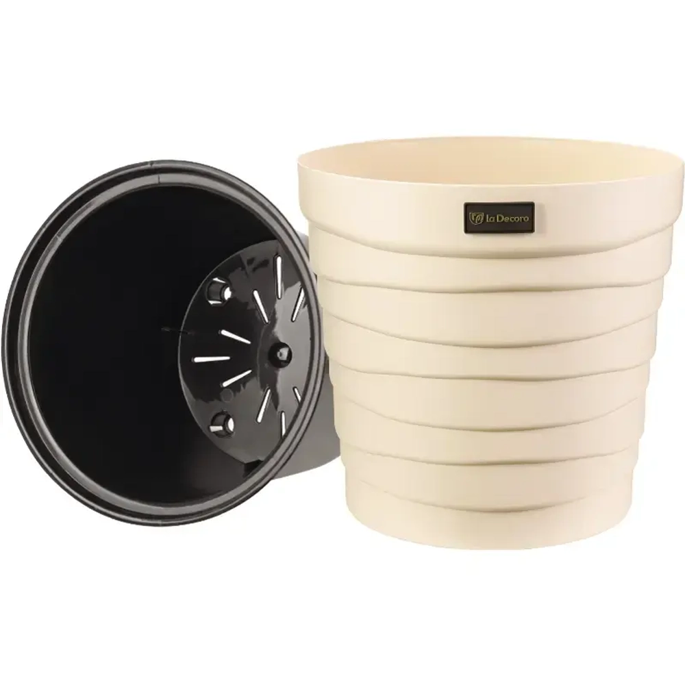 Кашпо для цветов пластиковое 7,5л d-27,1см «Бархан» Кремовый