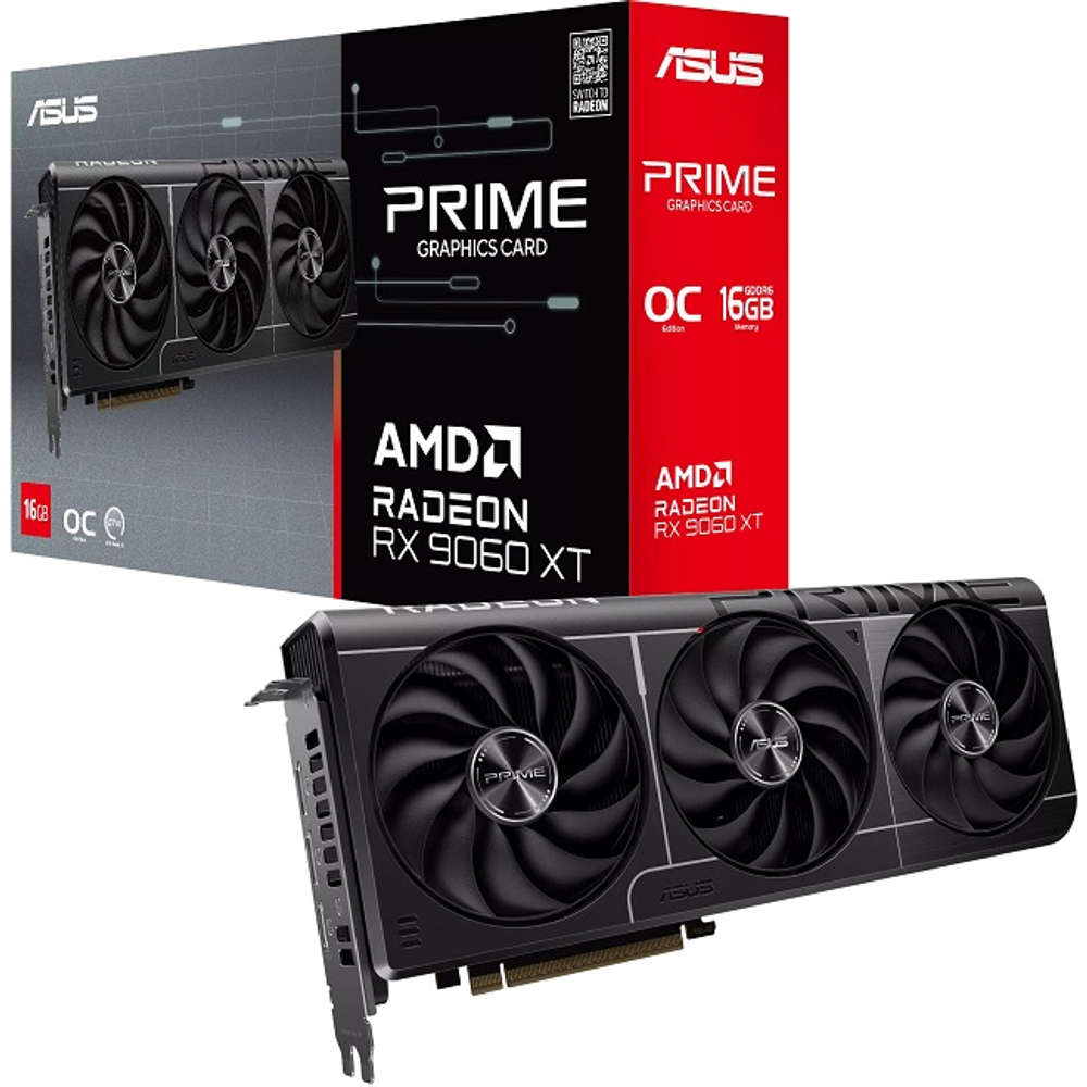 Видеокарта ASUS Radeon RX 9060 XT PRIME OC 16GB (PRIME-RX9060XT-O16G), (90YV0LF1-M0NA00)