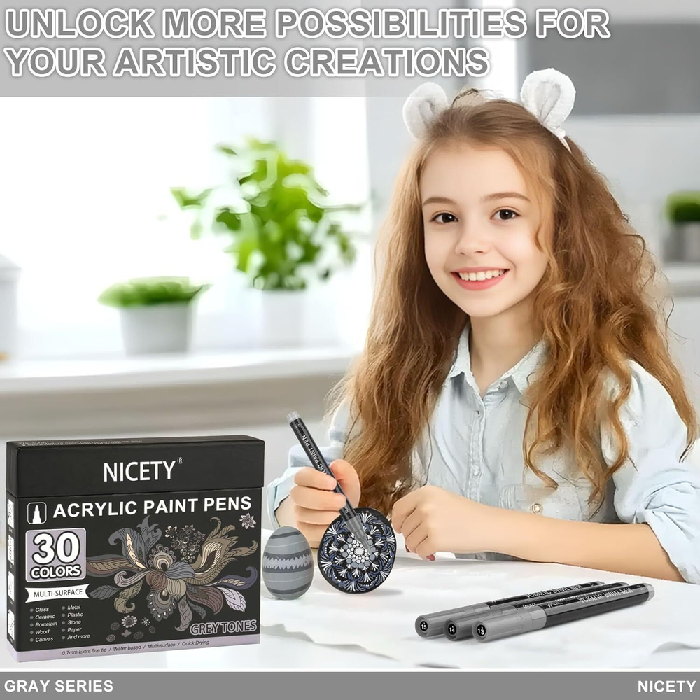 NICETY акриловые маркеры 0,7 мм, 30 шт, Grey