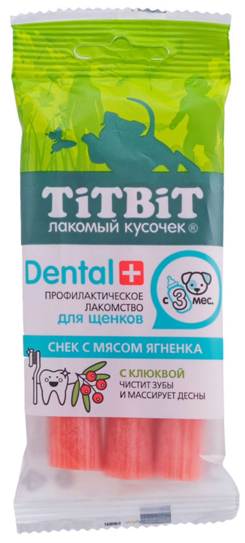 TitBit Снек Дентал+ с мясом ягненка и клюквой для щенков средних пород 50 гр.