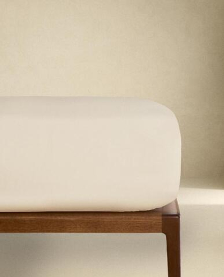ZARA HOME (1000 НИТЕЙ) ПРОСТЫНЯ ИЗ ПЕРКАЛЯ | ВЫСОТА 40 СМ, КРЕМОВЫЙ