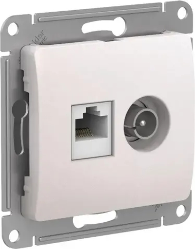 GLOSSA РОЗЕТКА двойная ТВ + компьютерная RJ45 кат. 5e, механизм, ПЕРЛАМУТР