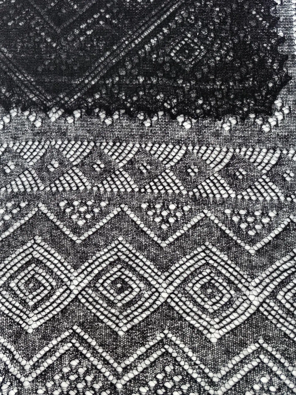 Оренбургский пуховый платок-паутинка А130-07 черный