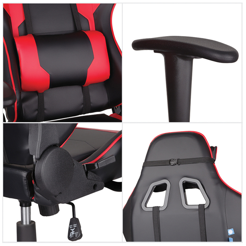 Кресло игровое Helmi HL-G01 "Victory", искусственная кожа, черная/красная, 2 подушки