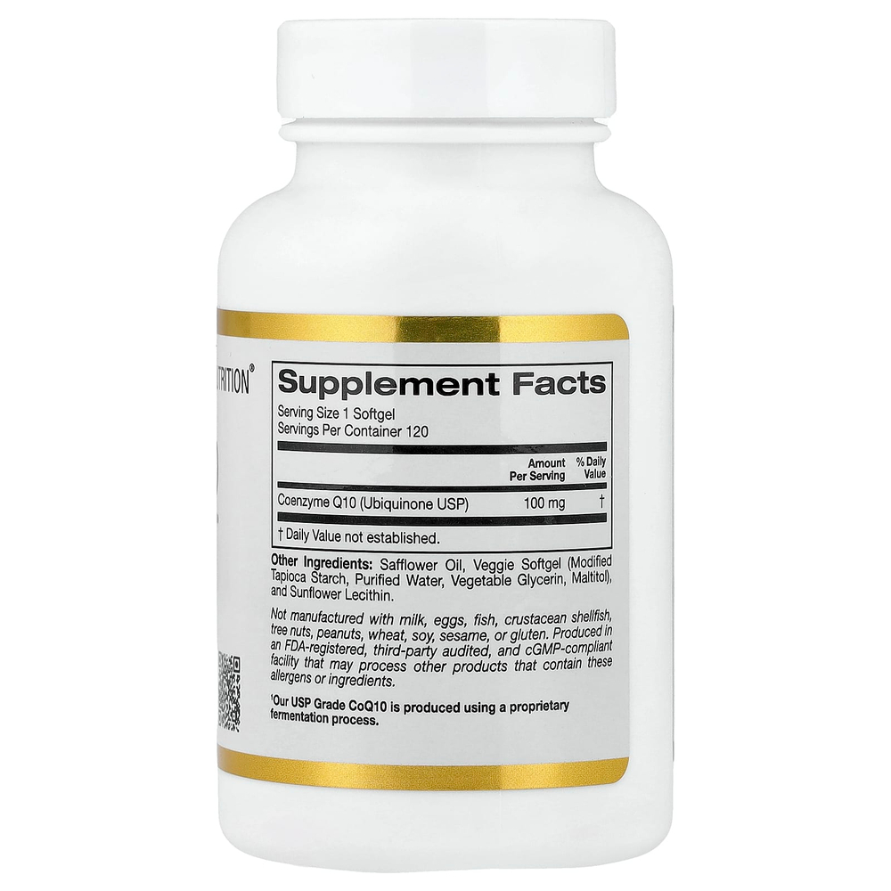 California Gold Nutrition, коэнзим Q10, 100 мг, 120 растительных капсул