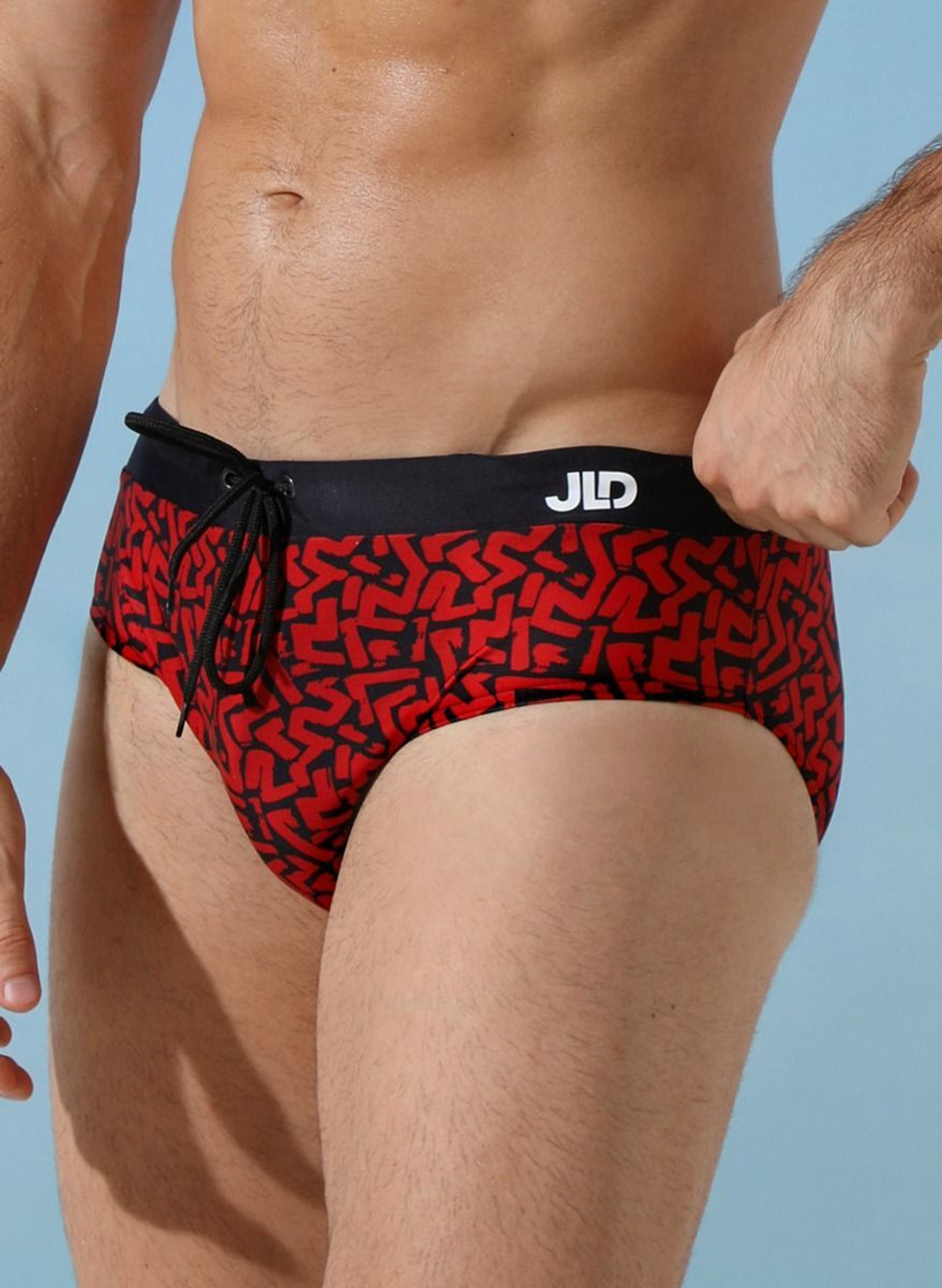 Мужские пляжные плавки с принтом (Размер: M) (Цвет: красный)