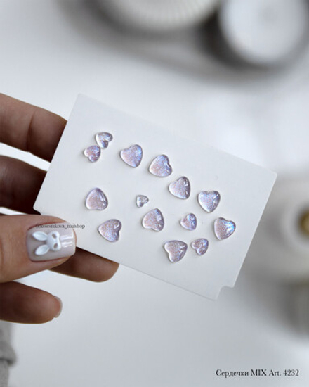 Фигурки микс сердечки сиреневые 30 шт Art. 4232