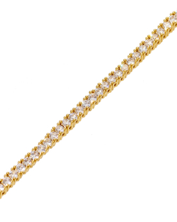 Колье полоса белых цирконов, серебро с золочением