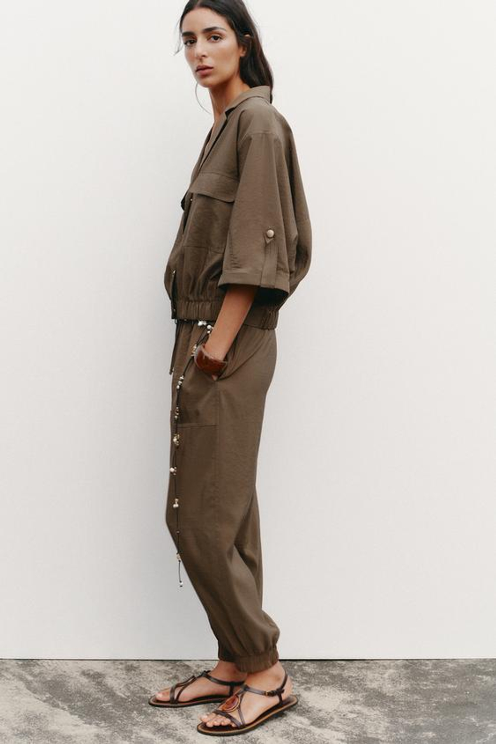 ZARA БРЮКИ С МАНЖЕТАМИ, КОРИЧНЕВЫЙ