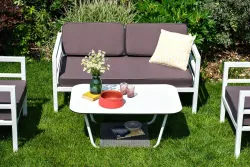 "Эстелья" лаунж-зона из алюминия со столиком из HPL 4-местная