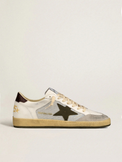 Men's Ball Star in vintage white with green star and croco print heel tab