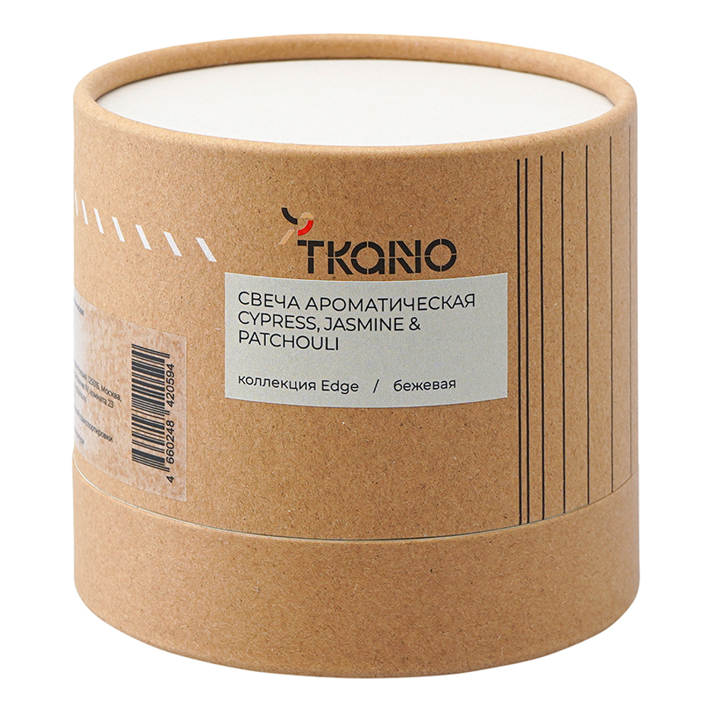 Свеча ароматическая с деревянным фитилём cypress, jasmine & patchouli из коллекции edge, бежевый, 60 ч