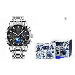 KANGOL Star Collection Quartz Movement Metal Strap Watch Men"s Watches Black Dial
