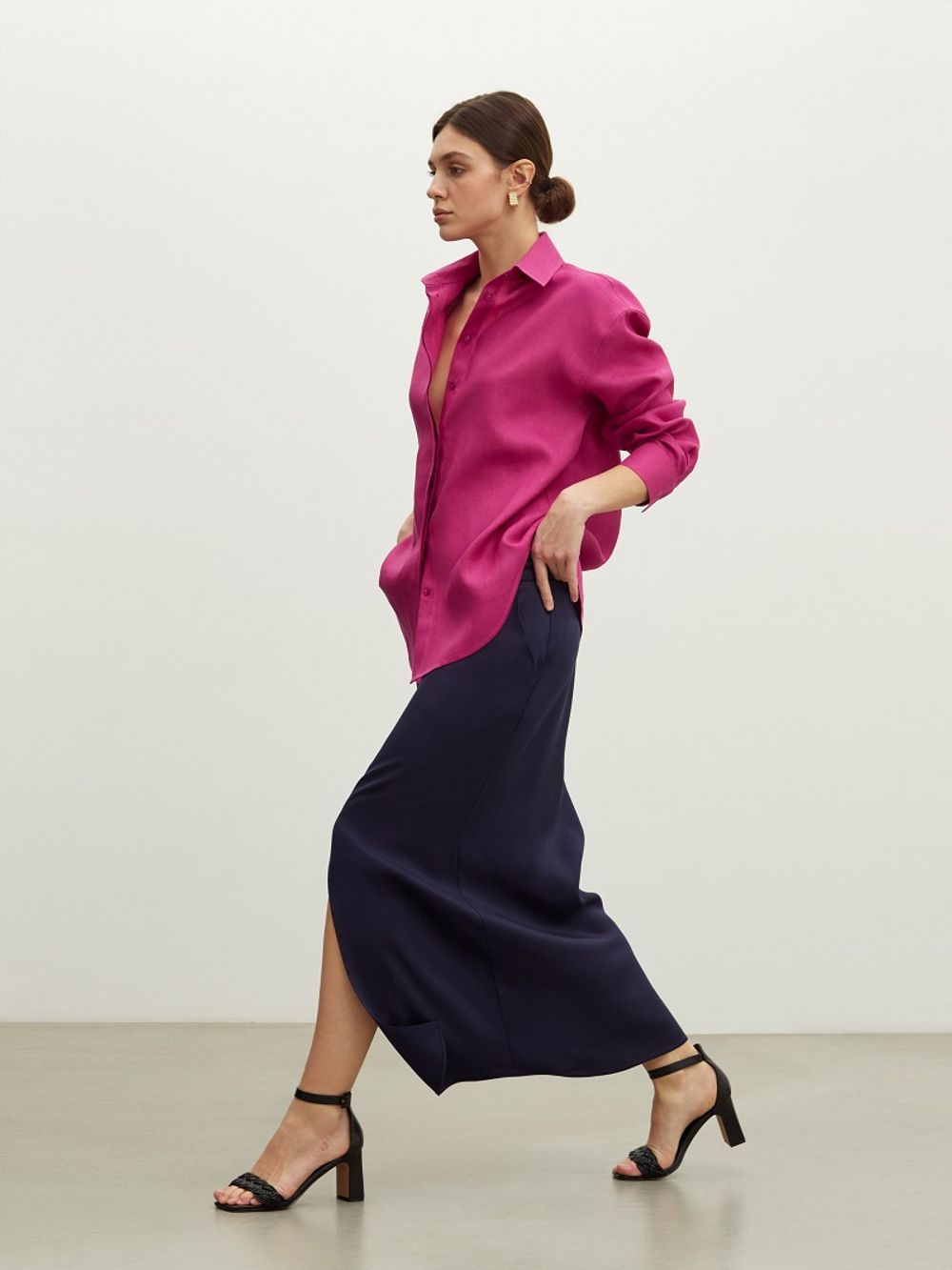 Рубашка Хельсинки Фуксия лен