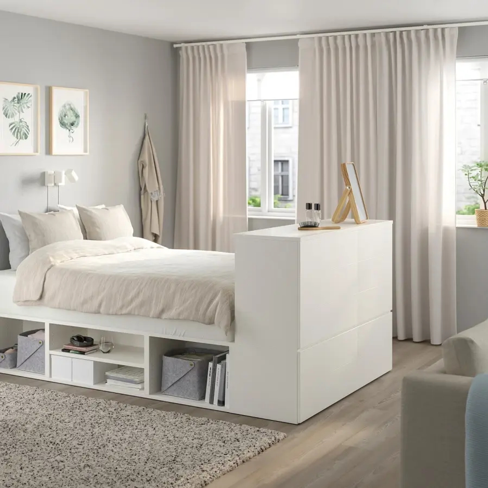 Каркас кровати с 10 ящиками - IKEA PLATSA, 200х140 см, белый, ПЛАТСА ИКЕА