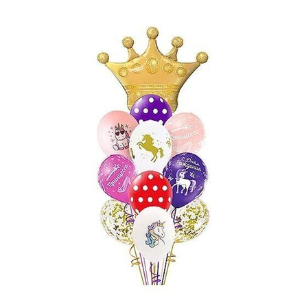 Букет воздушных шаров с золотой короной "Для принцессы"