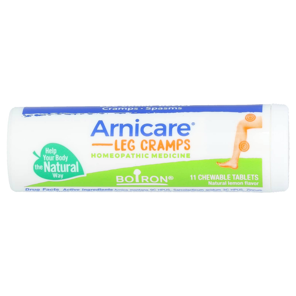 Boiron, Arnicare, средство от судорог в ногах, лимон, 3 тюбика, 11 жевательных таблеток в тюбике