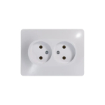 GLOSSA РОЗЕТКА двойная без заземления, 16А, в сборе, БЕЛЫЙ
