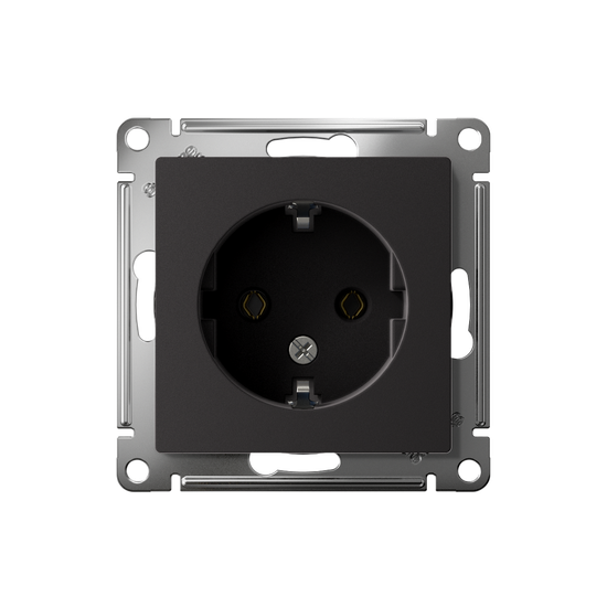 Розетка 1-м СП AtlasDesign 16А IP20 с заземл. механизм карбон SE ATN001043