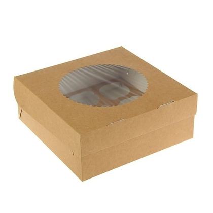 Упаковка для капкейков КРАФТ с ОКНОМ ( 9 ячеек )