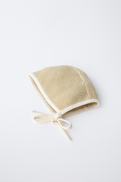 ZARA ЧЕПЧИК С КОНТРАСТНОЙ ОТДЕЛКОЙ, СВЕТЛО-ОЛИВКОВЫЙ