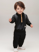 11586 Костюм детский брюки и лонгслив на стойке футер 2-х нитка начес черный (68-134/140)