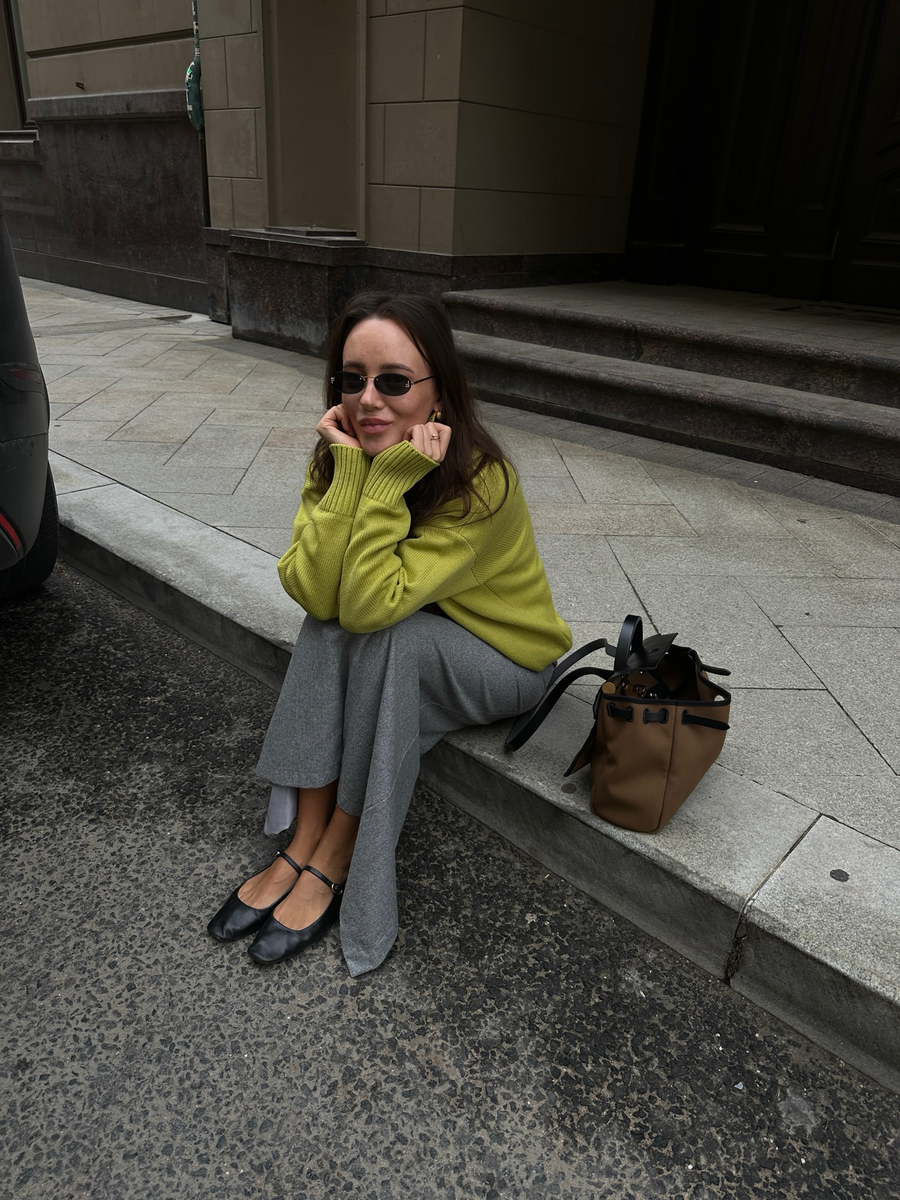 Свитер из шерсти мериноса OVER салатовый