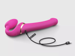 Ярко-розовый безремневой страпон Multi Orgasm Bendable Strap-On size XL с клиторальной стимуляцией (Цвет: ярко-розовый)