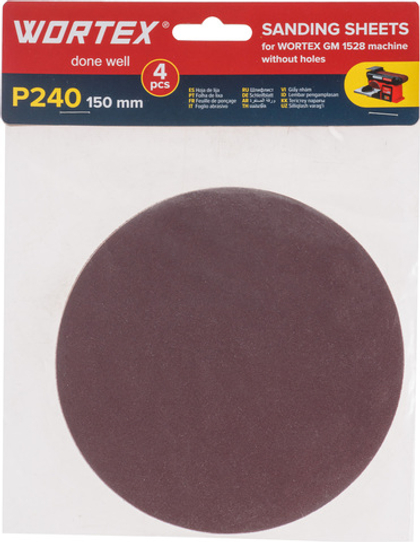 Шлифлист 150мм P240 без отв. 4 шт. для станка WORTEX GM 1528
