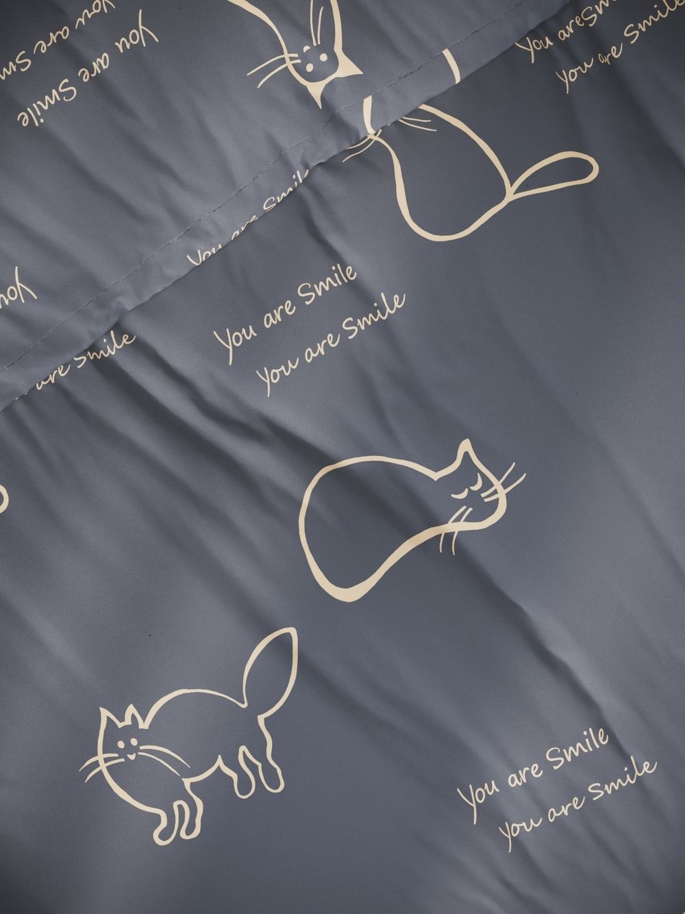 Постельное белье Полисатин Мечта "Котики на сером" 1,5-сп Наволочка 50х70 см 1 шт Простынь 150x215 смПододеяльник 145x215 см