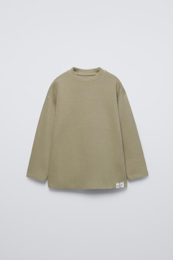 ZARA ЛОНГСЛИВ ИЗ РЕЛЬЕФНОЙ ТКАНИ С НАШИВКАМИ, РЫЖЕВАТО-КОРИЧНЕВЫ