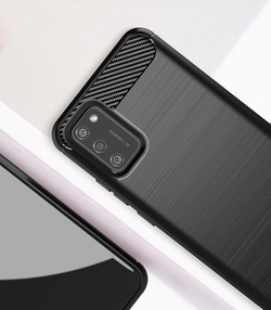 Мягкий защитный чехол в стиле карбон на Samsung Galaxy A02S, серия Carbon от Caseport