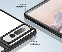 Усиленный двухкомпонентный чехол с черными рамками для Google Pixel Fold, мягкий отклик кнопок